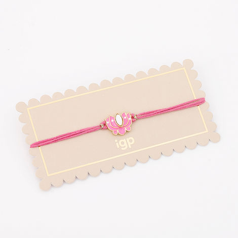 Stone Pink Lotus Rakhi (IGP)