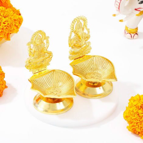 Laxmi Ganesha Metal Diya | Festive Decore | IGP