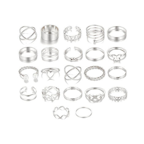 Shining Diva Fashion Jewellery Stylish Rings for Women and Girls - Set of 22 | Silver | Sd14738r