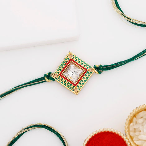 Stone Cz Stone And Meena Rakhi (IGP)