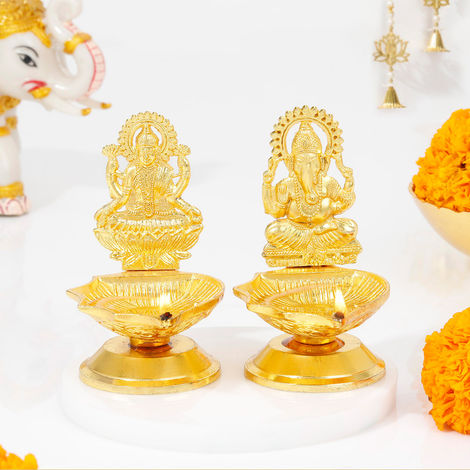 Laxmi Ganesha Metal Diya | Festive Decore | IGP