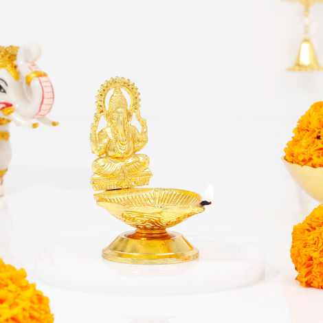 Laxmi Ganesha Metal Diya | Festive Decore | IGP