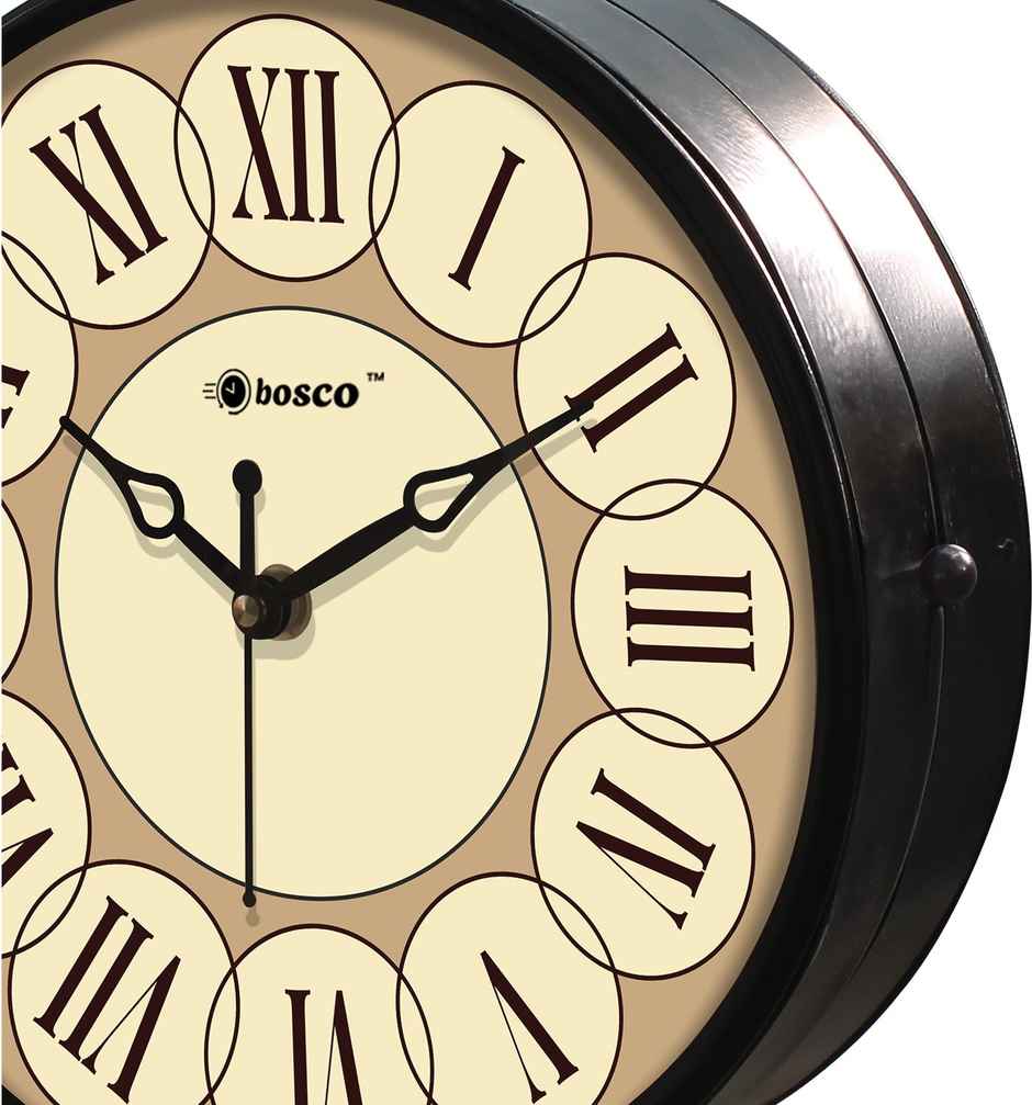 Bosco Decorative Silent Offwhite Dial with Black Frame 30 CM Station Wall Clock BWC 1818