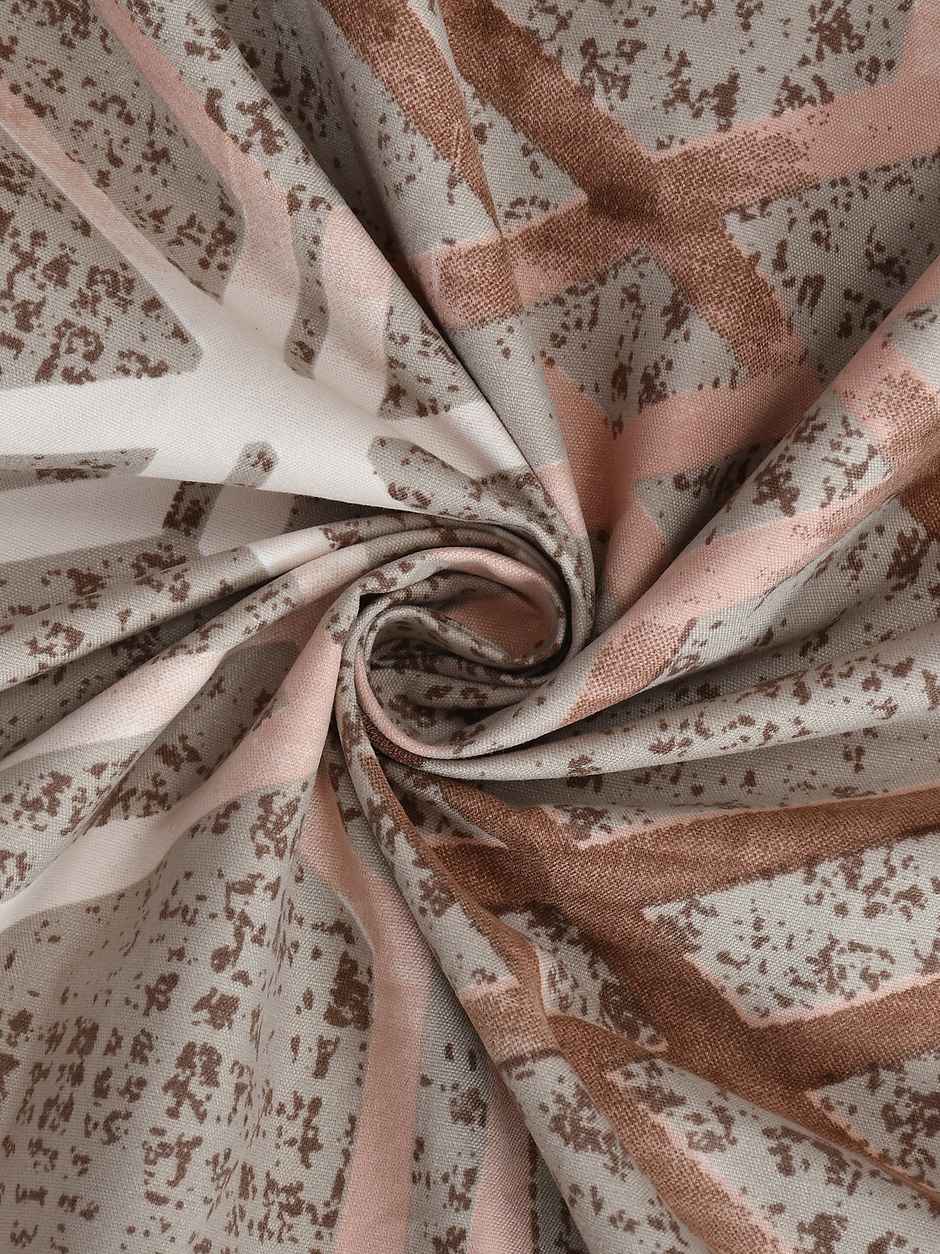 Furnofy Fitted Double 140 Gsm Geometric Bedsheet | With 2 Pillow Covers | Brown | 78 x 72 in