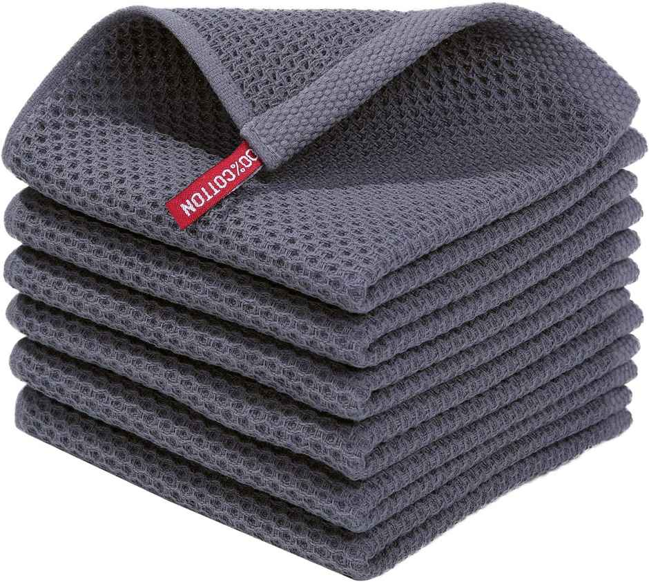 The Artment CozyWeave Towels 100% Cotton Waffle Weave Kitchen Dish Cloth (Set of 6)