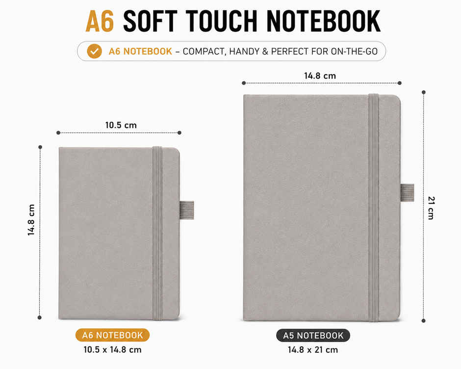 Saya A6 Soft Touch Notebook | PU Cover | 192 Pages 80 GSM with Pen Holder Loop