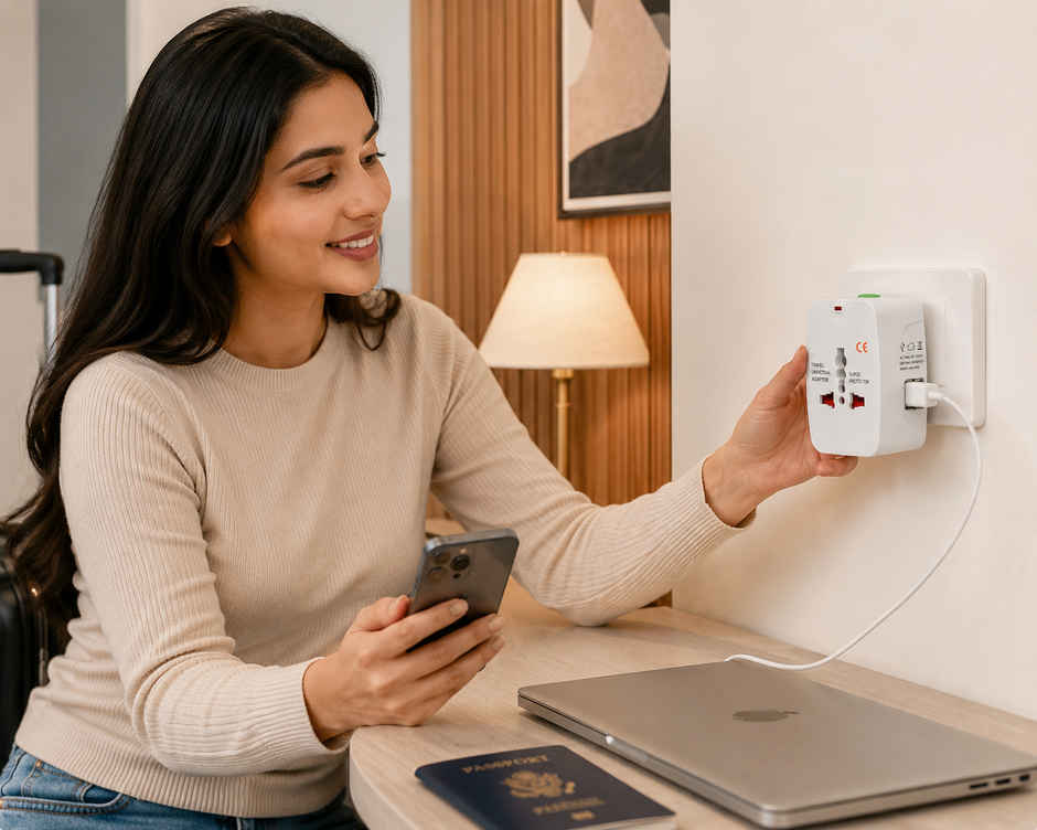 Universal All-In-One Worldwide International USB Travel Adapter - 2 USB Support - White
