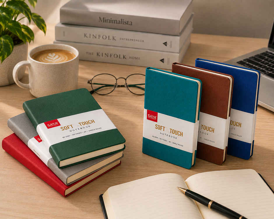 Saya A6 Soft Touch Notebook | PU Cover | 192 Pages 80 GSM with Pen Holder Loop