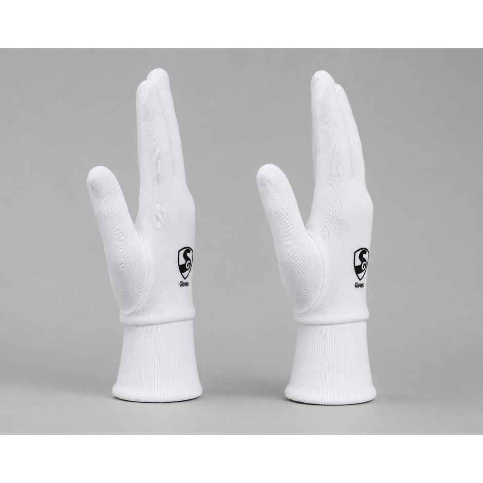 SG Club White Cotton Knit Gloves | Youth
