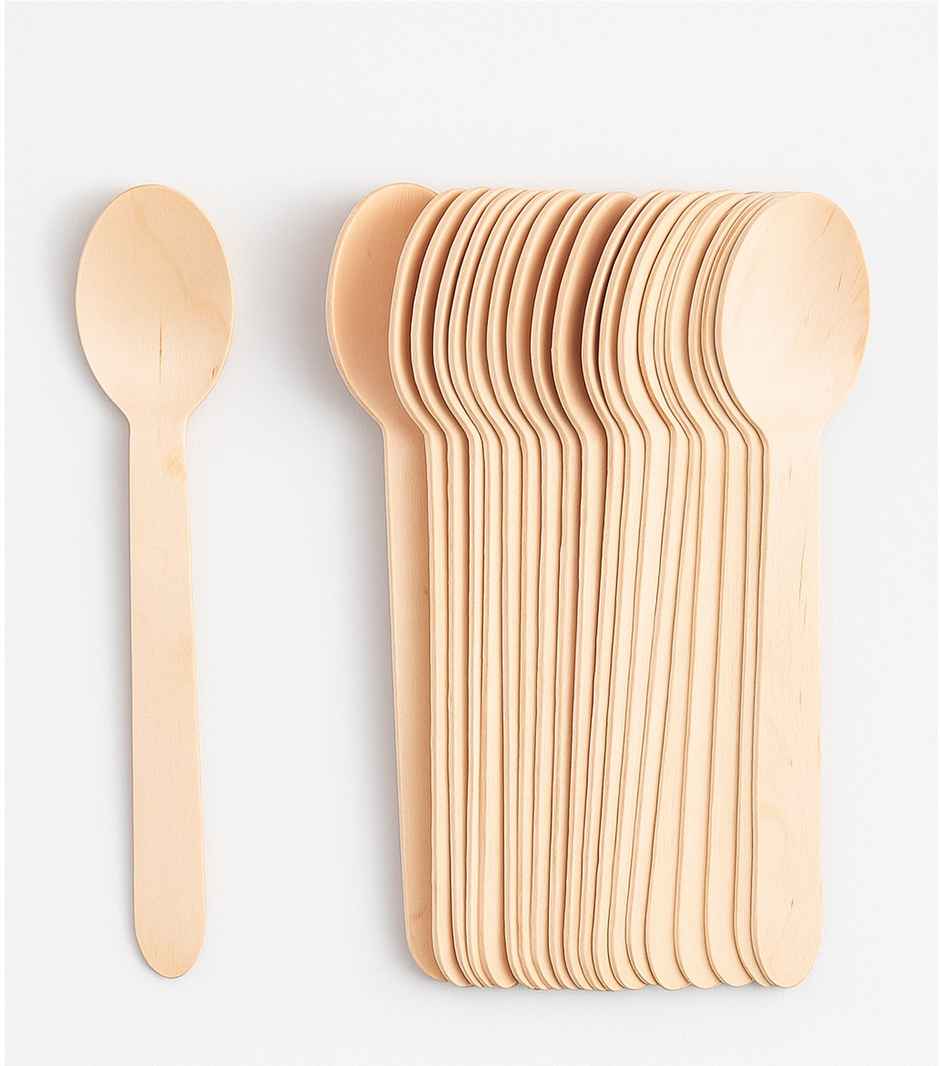 Lazer Multipurpose Disposable Spoons | Wooden Dining Flatware | Eco-Friendly, Biodegradable | 140 mm