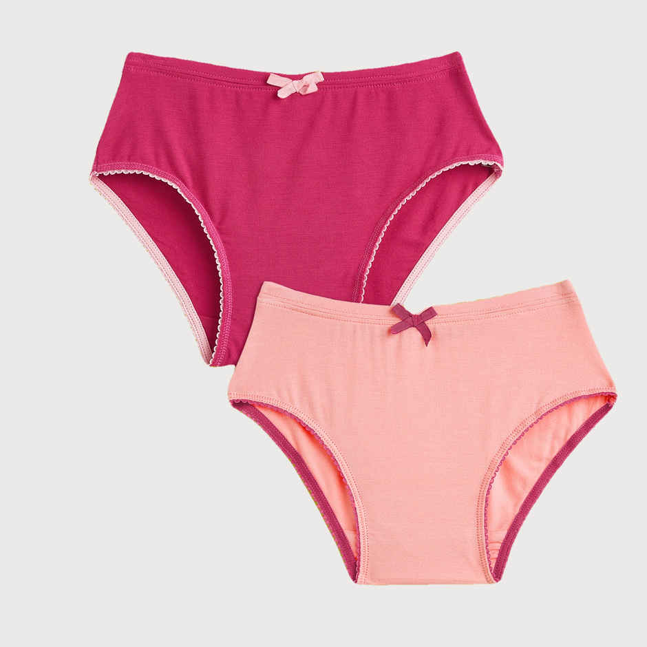 XY Life Hipsters for Girls, Modal, Antimicrobial - Dark Pink+Frost Pink | 5-6Y| Pack Of 2 Panty