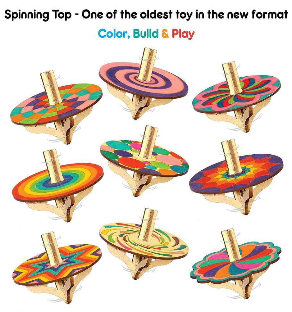 Funvention Diy Spinning Tops | Mandala Art - Set Of 9 | DIY Pen Stand Art & Craft Kit