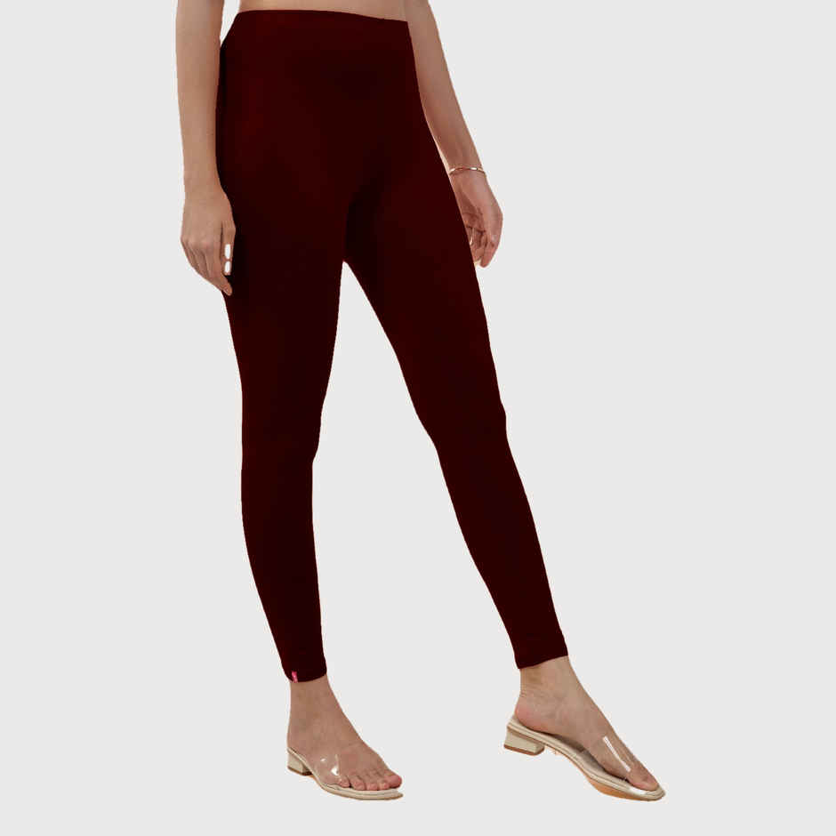 Lyra Women's Leggings Ankle Length | Maroon - Free Size