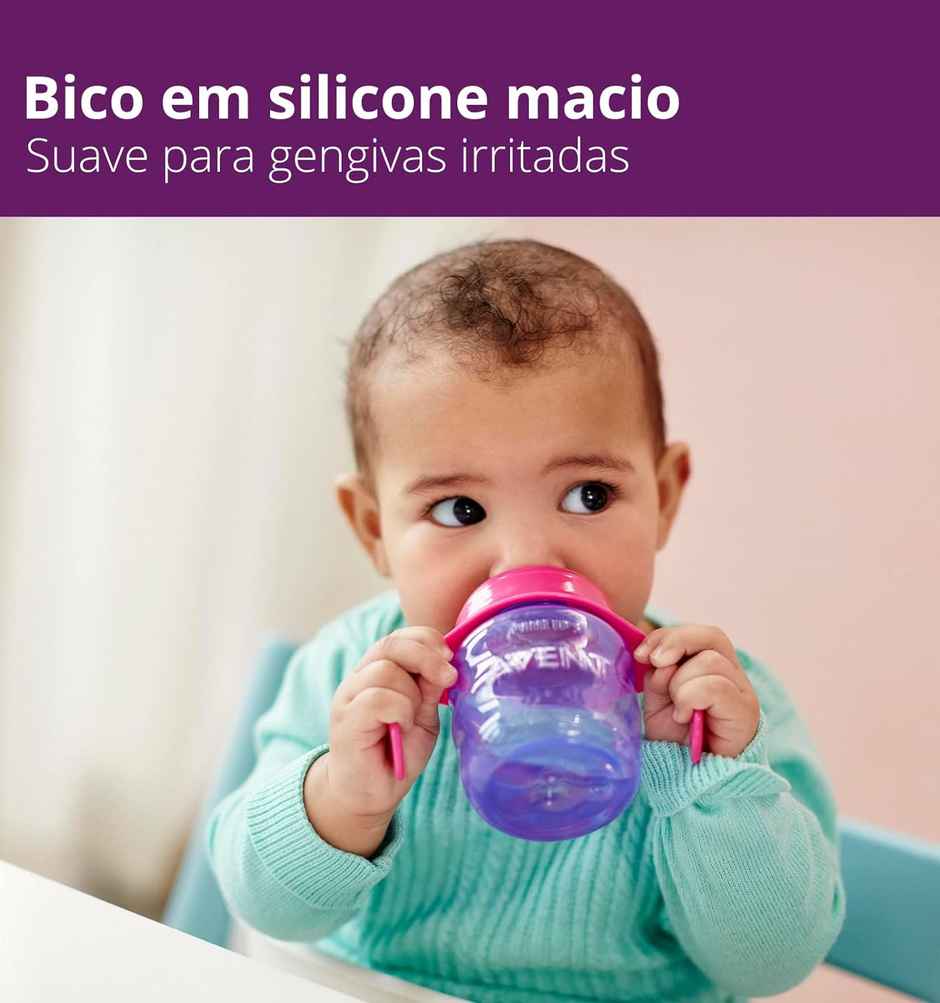 Philips Avent Silicone Classic Spout Cup with Handle | Pink/Purple | 6M+| 200ml | SCF551/03