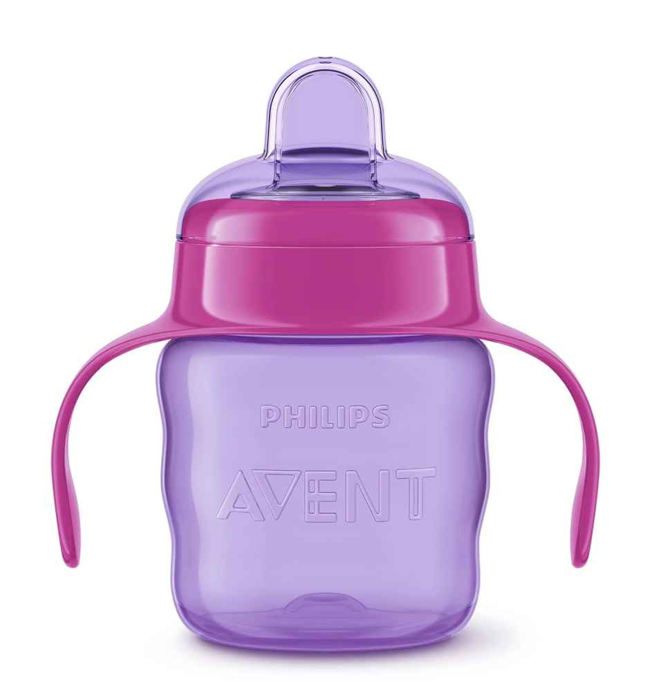 Philips Avent Silicone Classic Spout Cup with Handle | Pink/Purple | 6M+| 200ml | SCF551/03