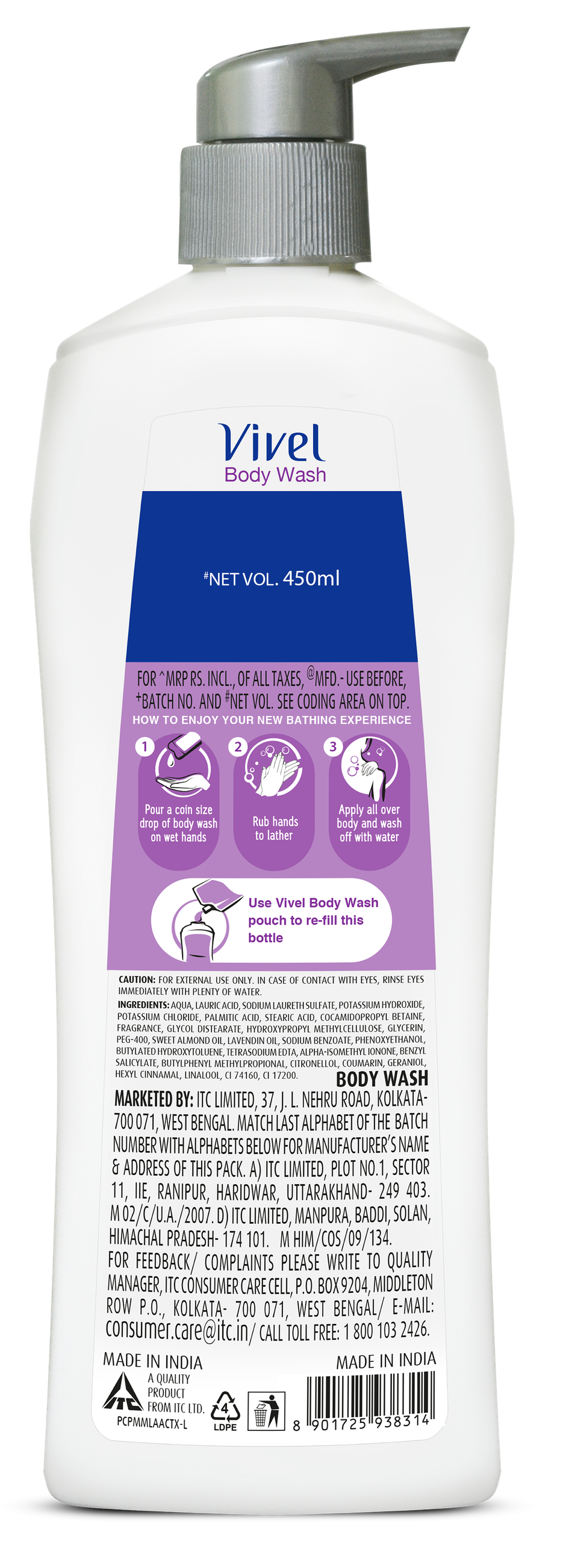 Vivel Body Wash Lavender & Almond Oil Shower For Women And Men