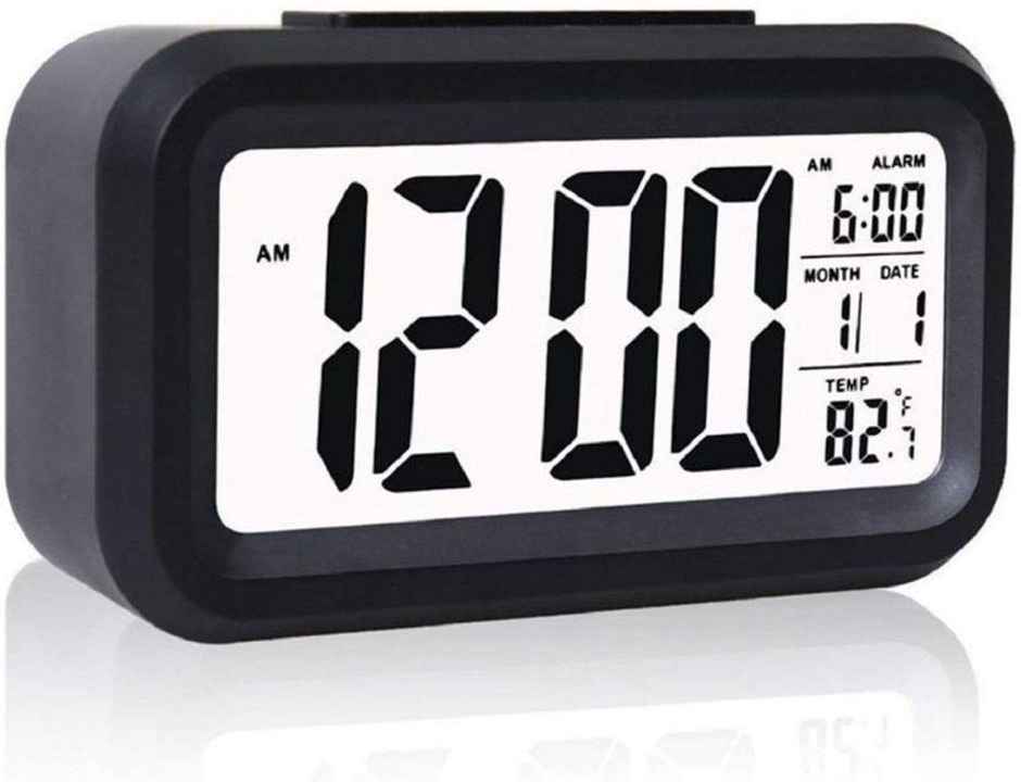 Perpetual Automatic Sensor, Time, Date & Temperature Clock | Black - 9 x 5 cm