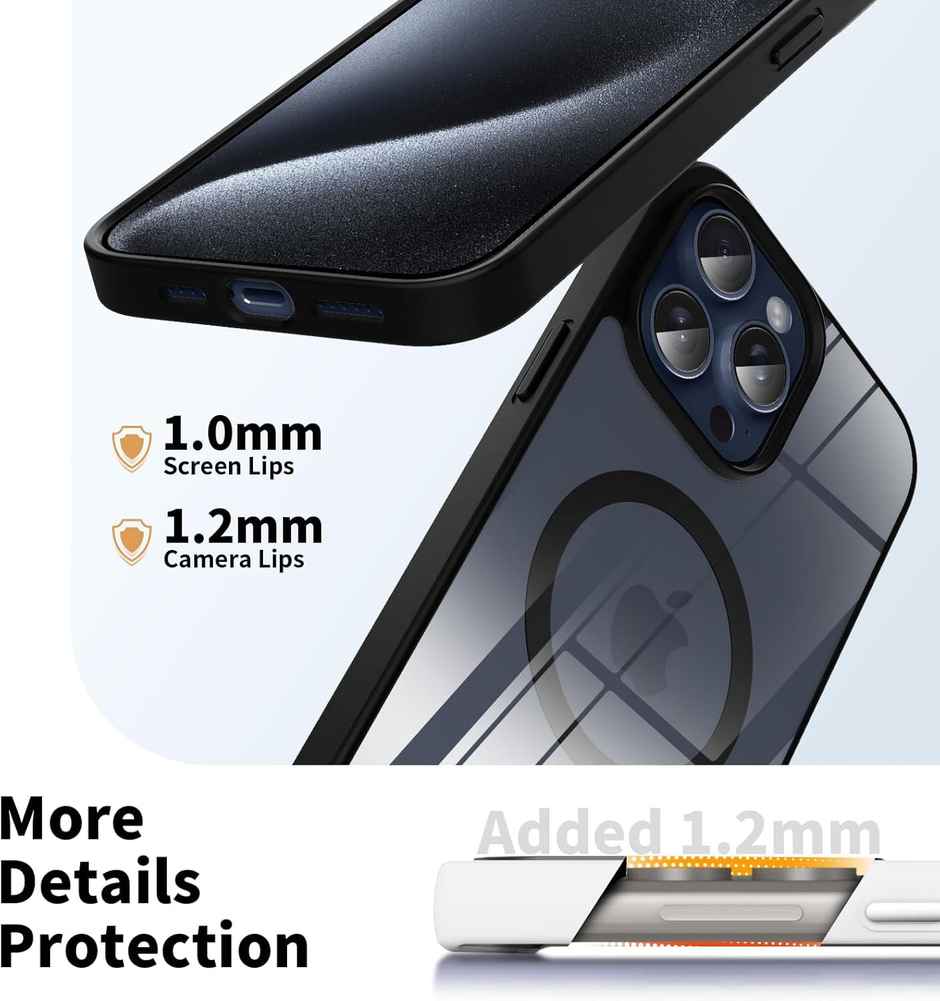 ExpressB For iPhone 15 Pro Max Case Thin Matte Anti-Scratch For Magsafe Shockproof Protect - Black