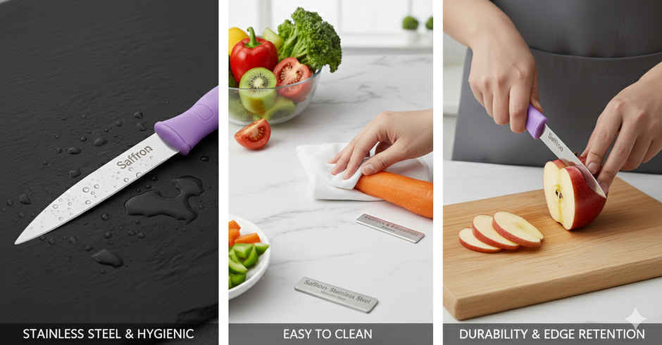 SAFFRON Paring Knife 4In with Sheath White Blade Peeling Knife