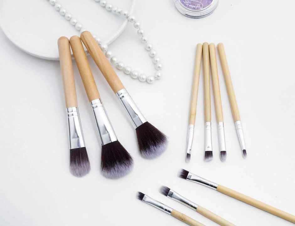 Bronson Professional Super Soft Bristles Hd Finish Bamboo Makeup Brush Set With Pouch