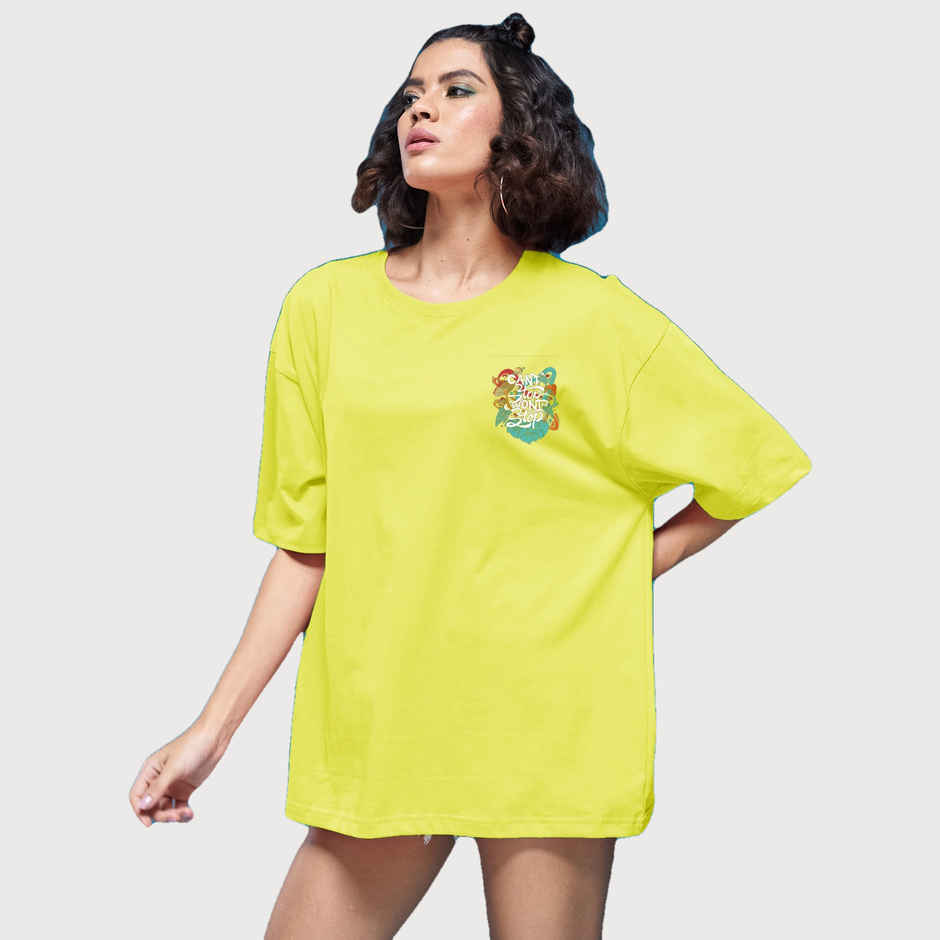 Smartees Womens Oversize Printed T-shirt | WW - 2030 | Lemon | M