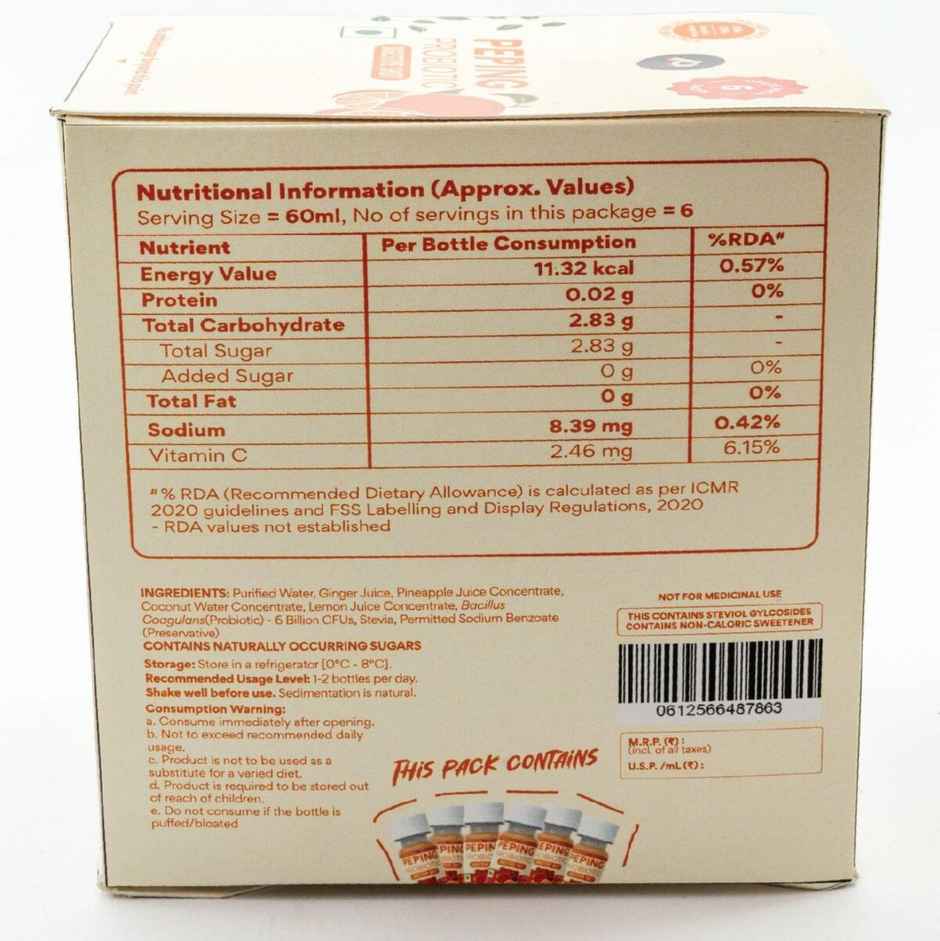 Peping Probiotic Digestive Shot - Spearmint And Orange