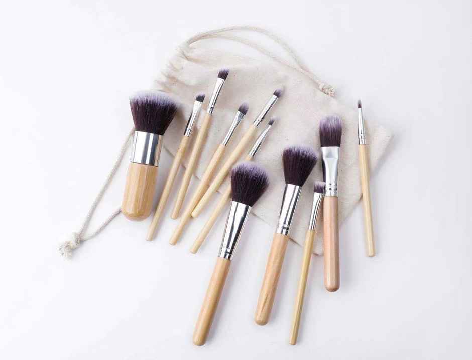 Bronson Professional Super Soft Bristles Hd Finish Bamboo Makeup Brush Set With Pouch