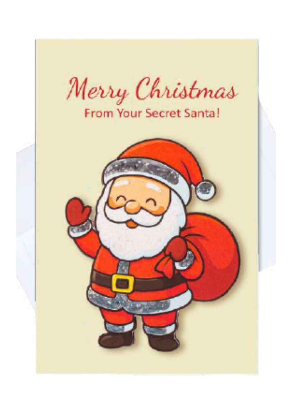 Christmas Greeting Card and Envelope Secret Santa Wishes 4 x 6inch PP IB