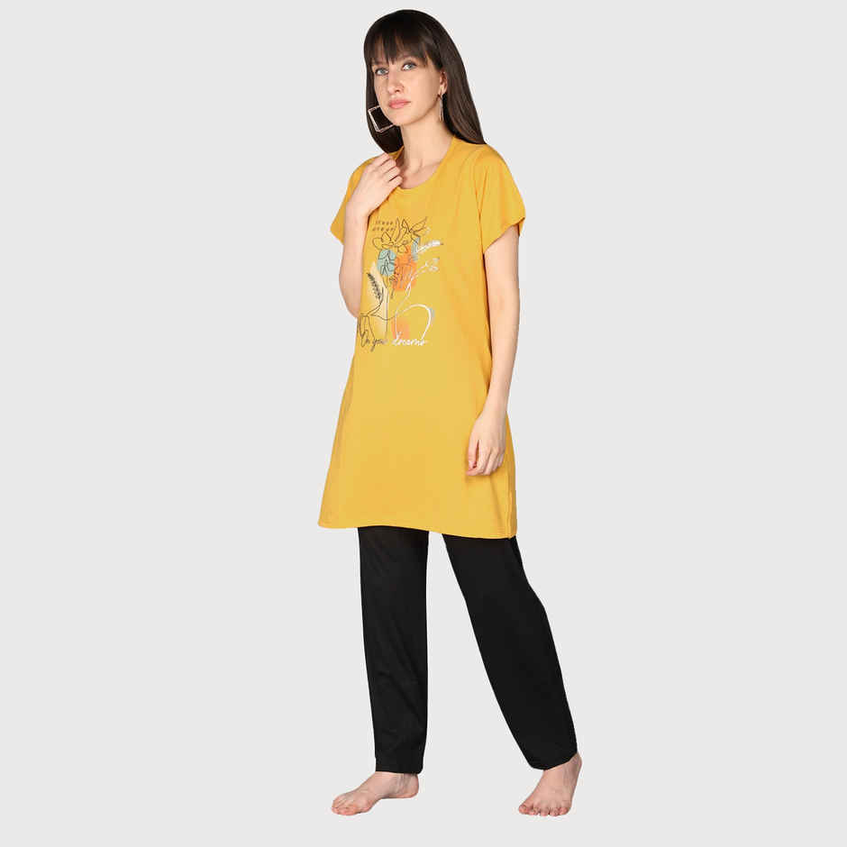 Duchess Women's Regular Fit Stylish Long Top T-shirt | MSTD01 | Mustard - 5XL