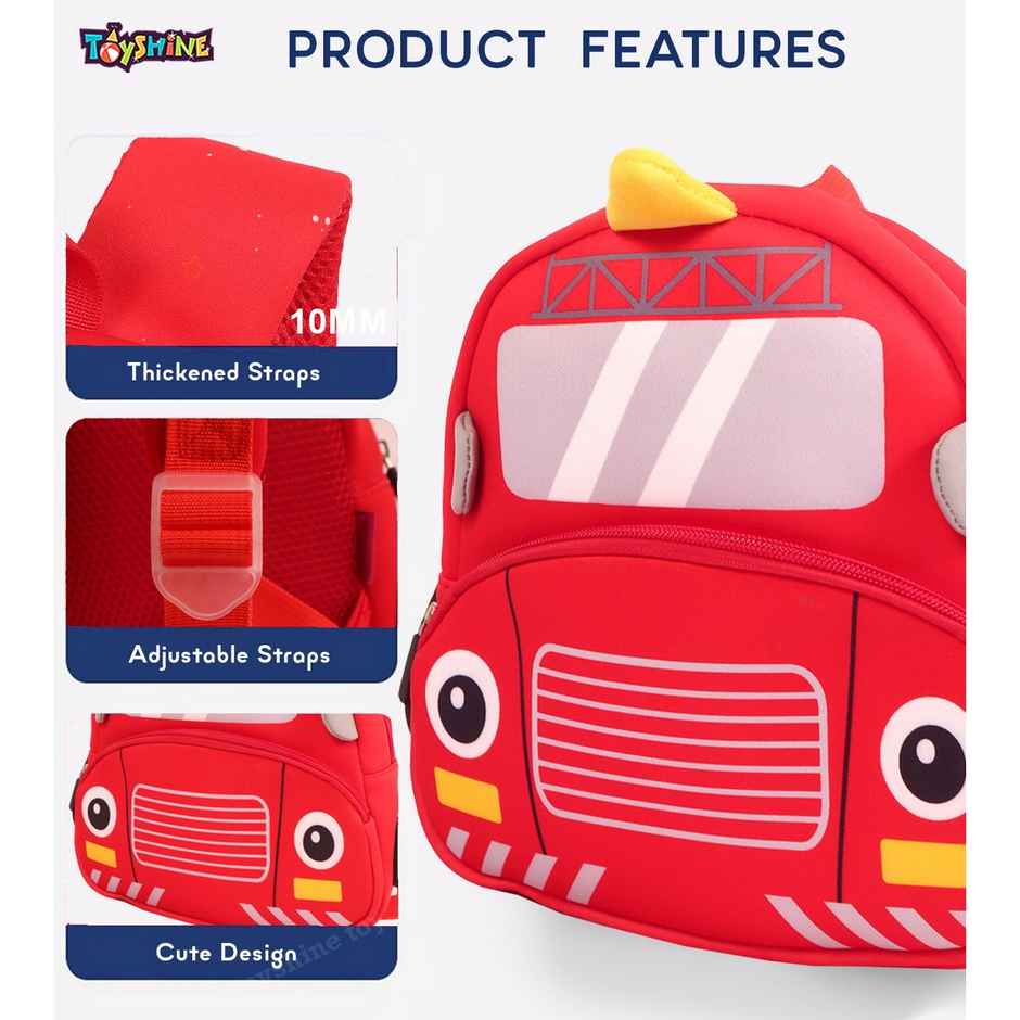 Toyshine 12" Cute Car Face Backpack for Kids - Mini Size - Red