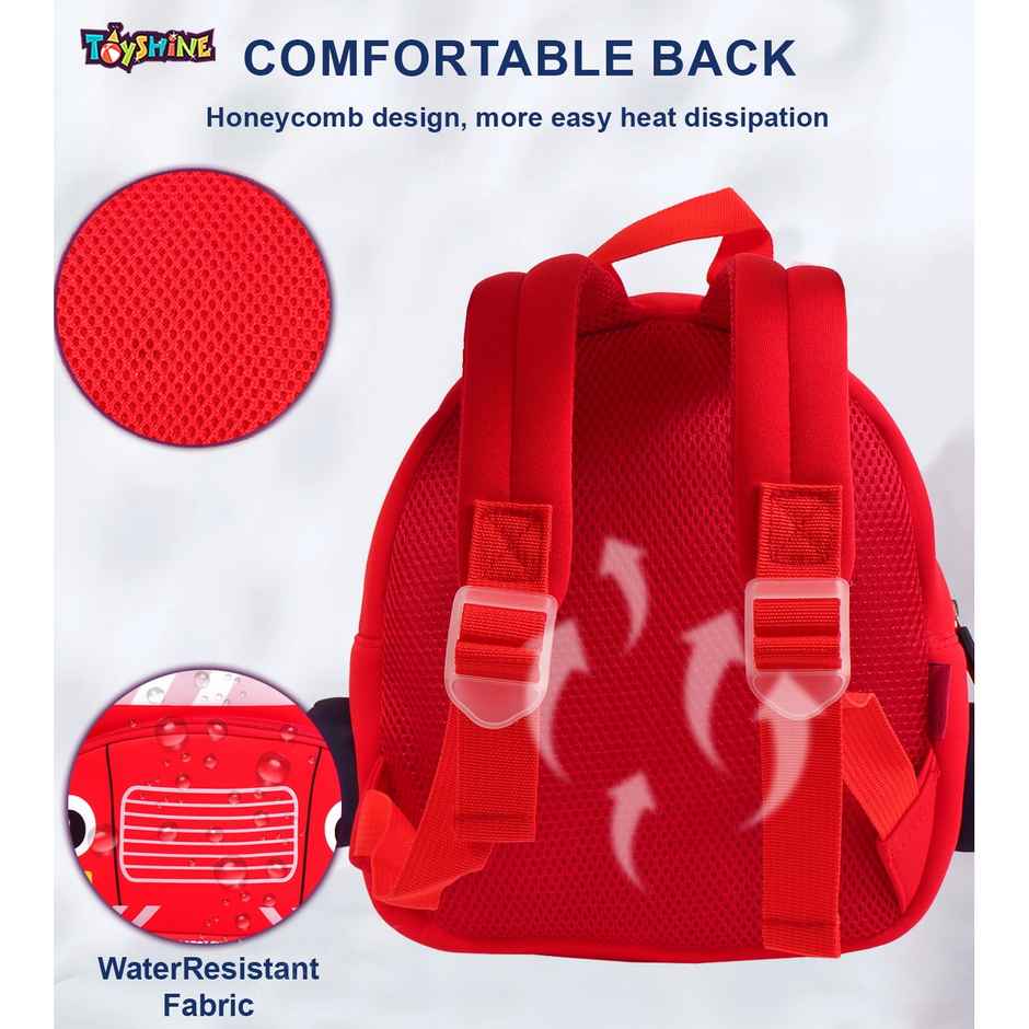 Toyshine 12" Cute Car Face Backpack for Kids - Mini Size - Red