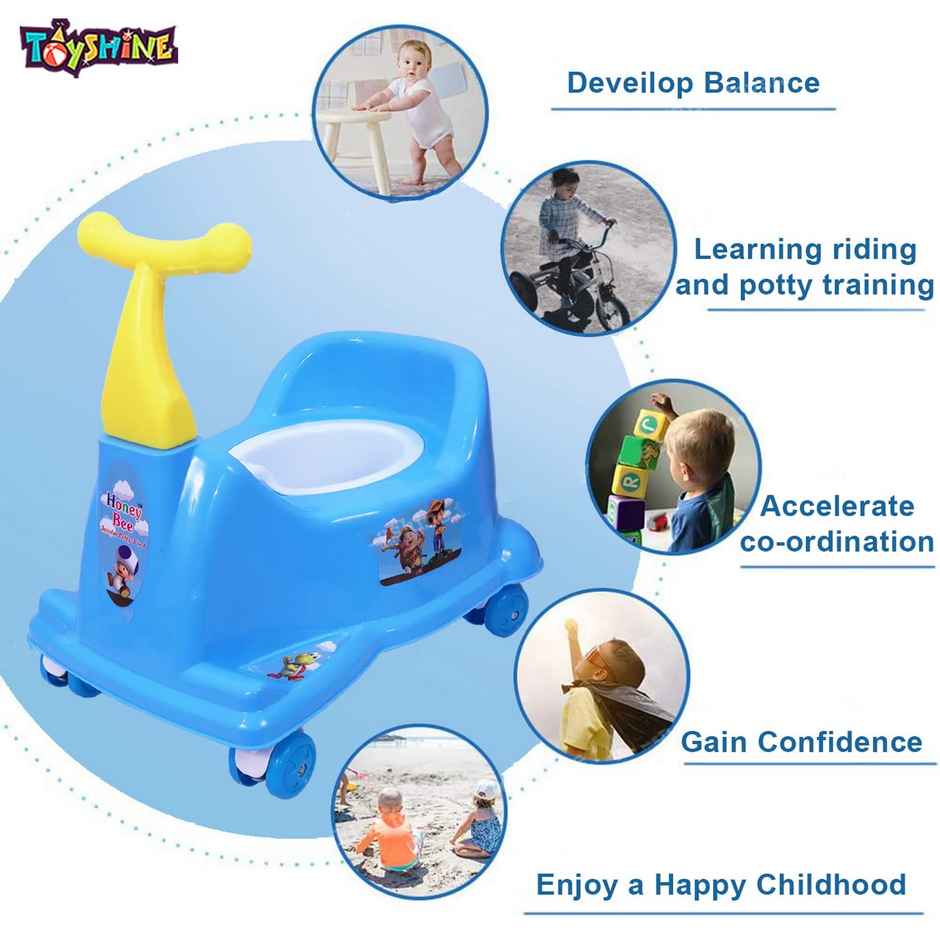 Toyshine 2 in 1 Rider Cum Potty Chair | Pot Seat Potty Training for kids | Blue Green - Blue