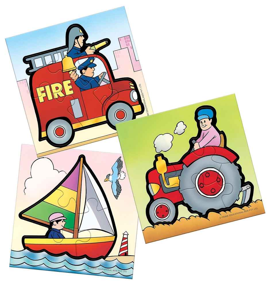 Frank Transport - A Set Of 3 First Puzzles - 4, 5 & 6 Pieces