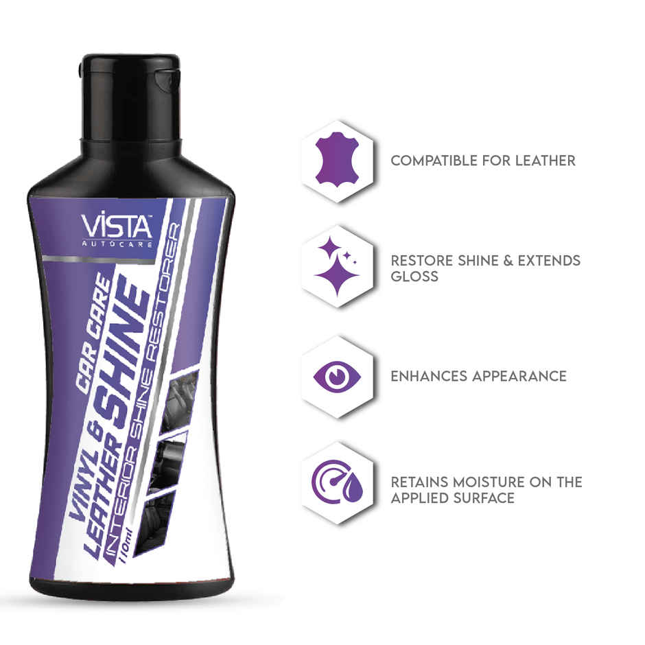 Vista Auto Care Vinyl & Leather Shine , Shiner for Dashboard, Seats, Leather Goods,Jacket