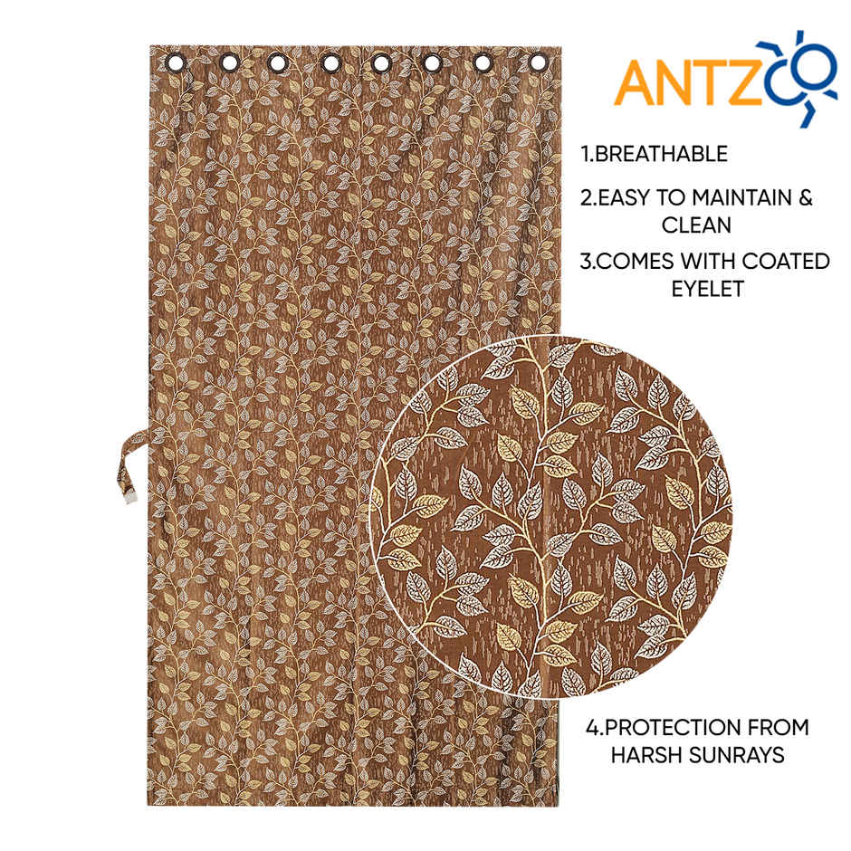 Antzco Light Brown Printed Door Curtain 7 ft x 4 ft | Pack of 2 | DC08