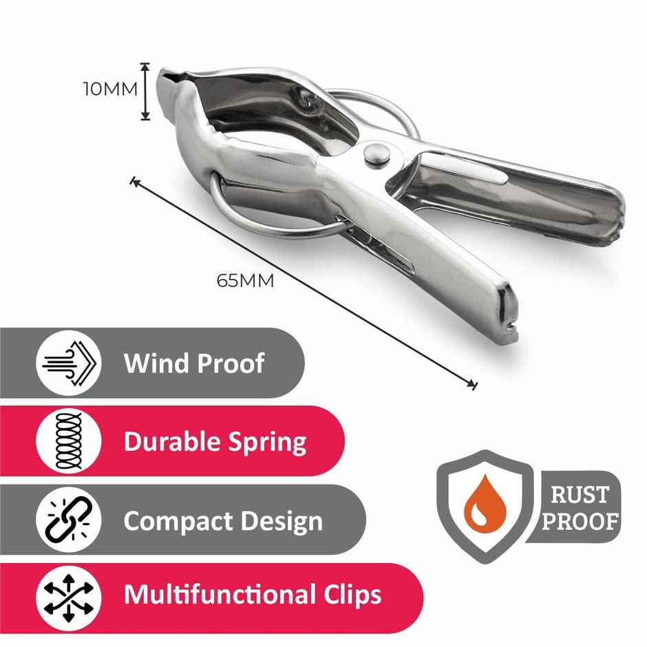 Jatin Steel Cloth Clips | Set of 12