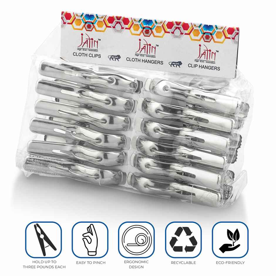 Jatin Steel Cloth Clips | I-20 SS