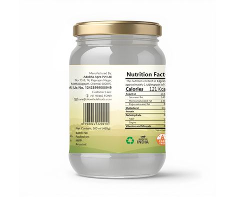 OKO Wholefoods Extra Virgin Coconut Oil | Cold Pressed & Unrefined | Glass Bottle