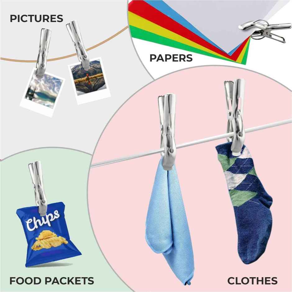 Jatin Steel Cloth Clips | Set of 12