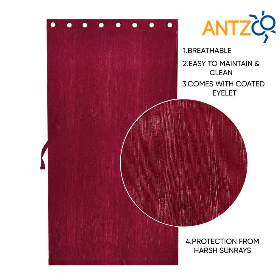 Antzco Plain Maroon Door Curtain 7 ft x 4 ft | Pack of 2 | DC09