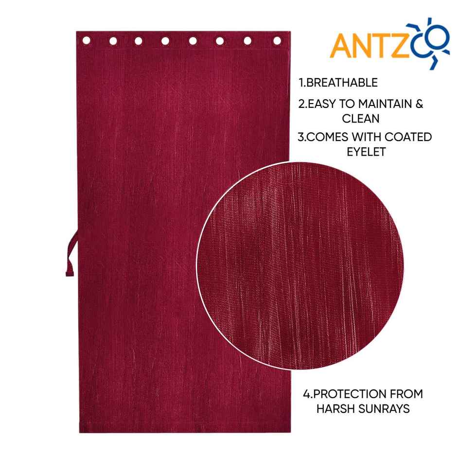 Antzco Plain Maroon Door Curtain 7 ft x 4 ft | Pack of 2 | DC09