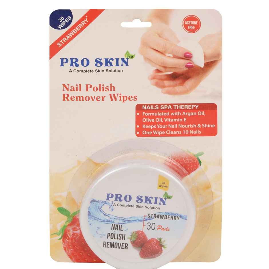 Pro Skin Nail Polish Remover Wipes - Strawberry, 30 wipes