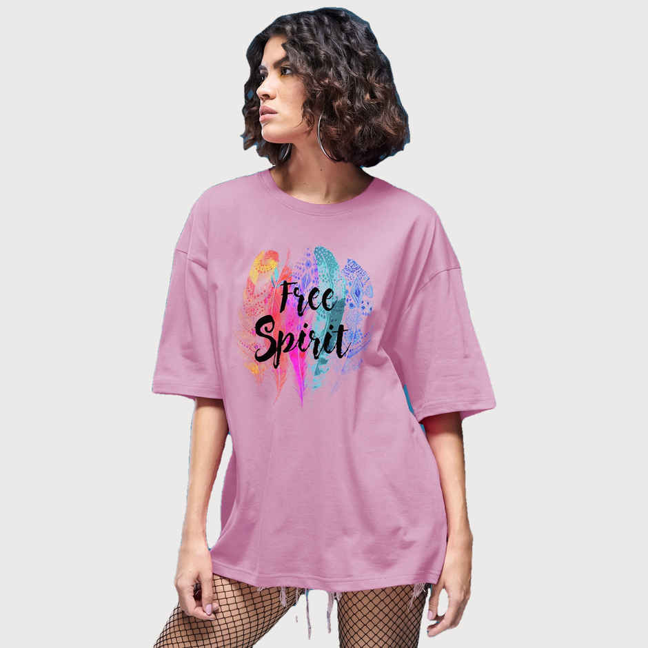 Smartees Women's Oversize Printed T-shirt | WW - 2033 | Pink - L