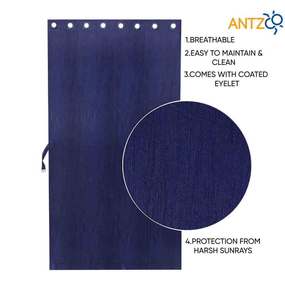 Antzco Plain Blue Door Curtain 7 ft x 4 ft | Pack of 2 | DC11