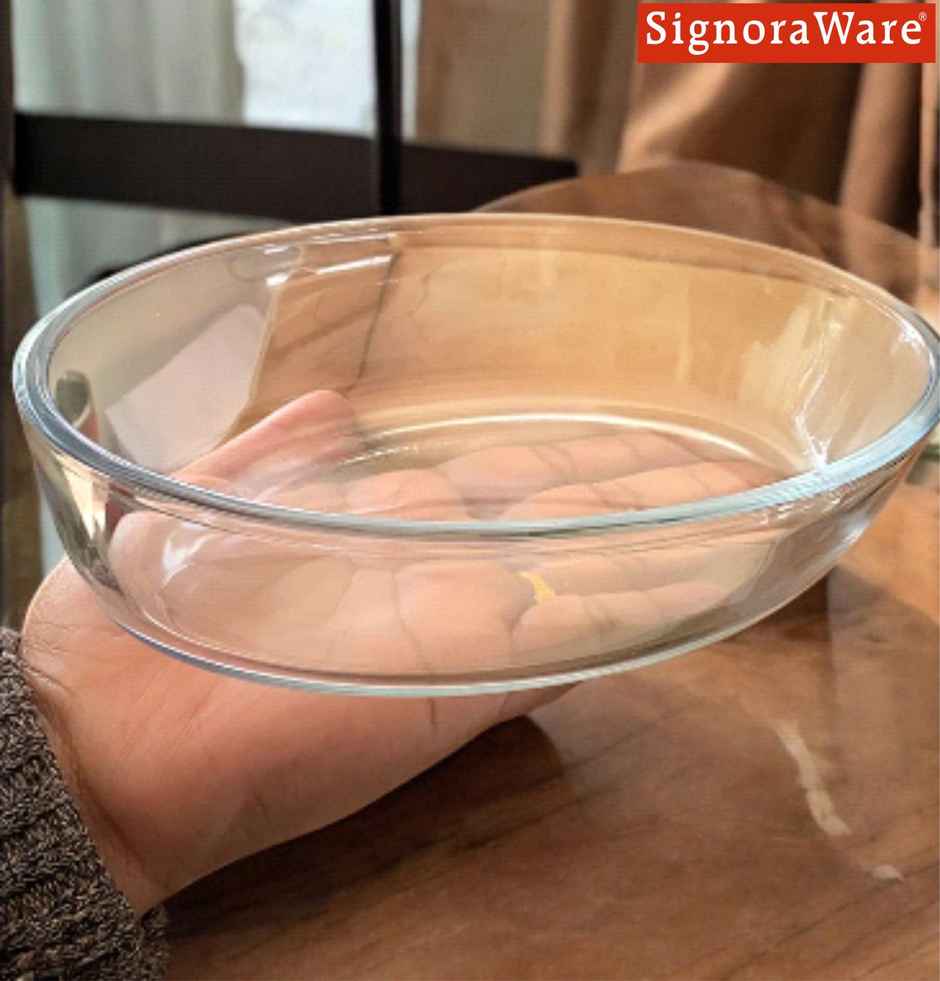 Signoraware Bake N Serve Oval Dish | 700 ml | Clear | Oven Safe Dish, Glass Bakeware