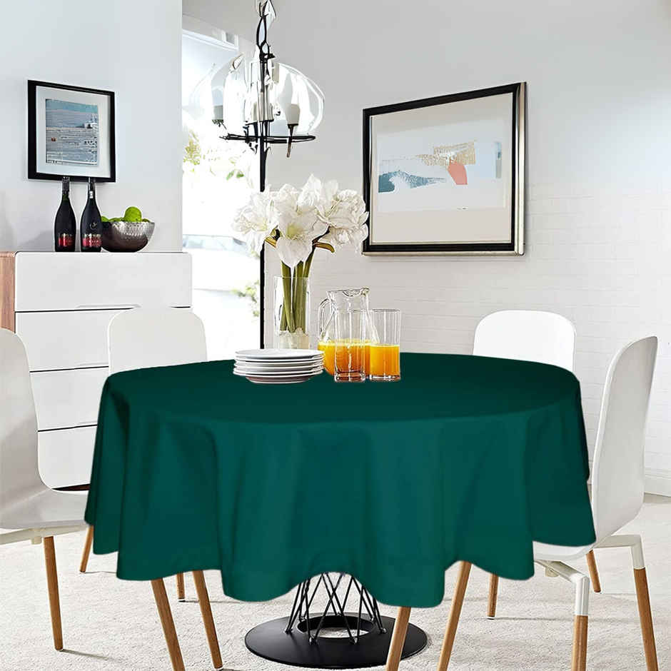 Lushomes Dining Table Cover - Royal Green | Classic Plain | 60 inch Round