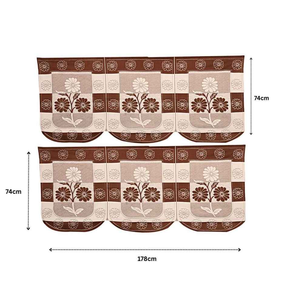 Kuber Industries Pack of 2 Premium Cotton Flower Design Cotton 3 Seater Sofa Cover Set | Brown