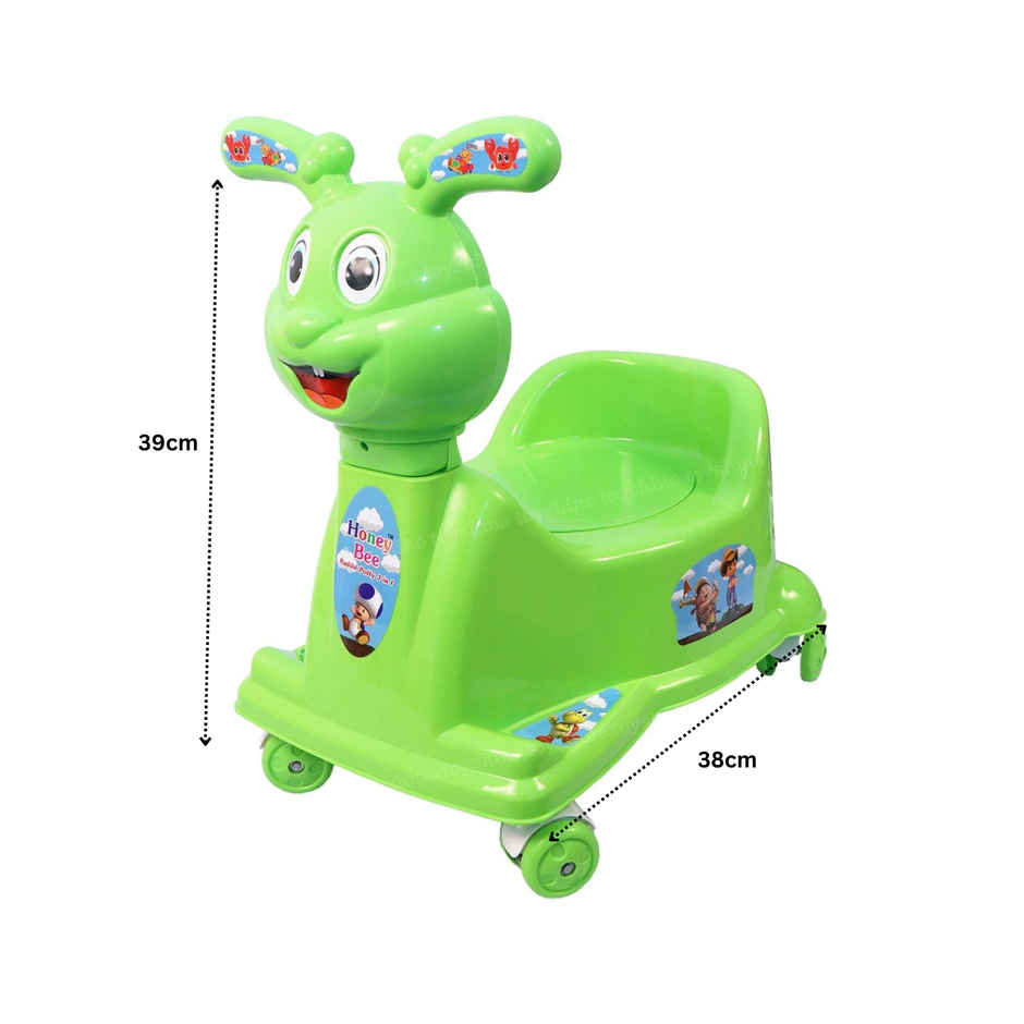 Toyshine 3-in-1 Rabbit Rider & Potty Chair, Potty Training Seat & Riding Scooter for Kids - Green