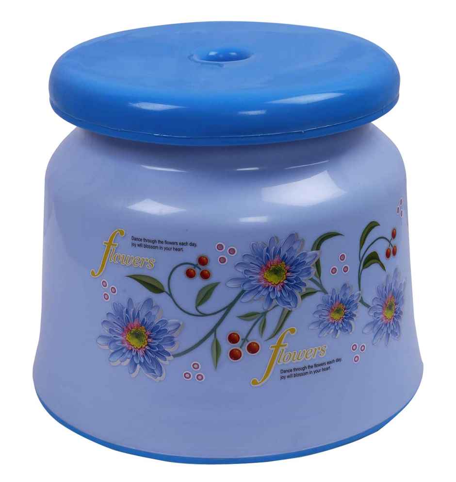 Kuber Industries Plastic Anti-Slip Strong Bearing Solid Surface Stool for Bathroom Stool | Blue
