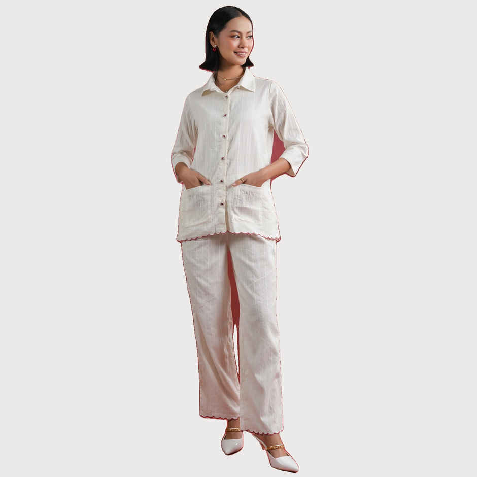 Sanskruti Homes Women's White Solid Print Cotton Night Suit Set | Se-nsp-861 | XXL